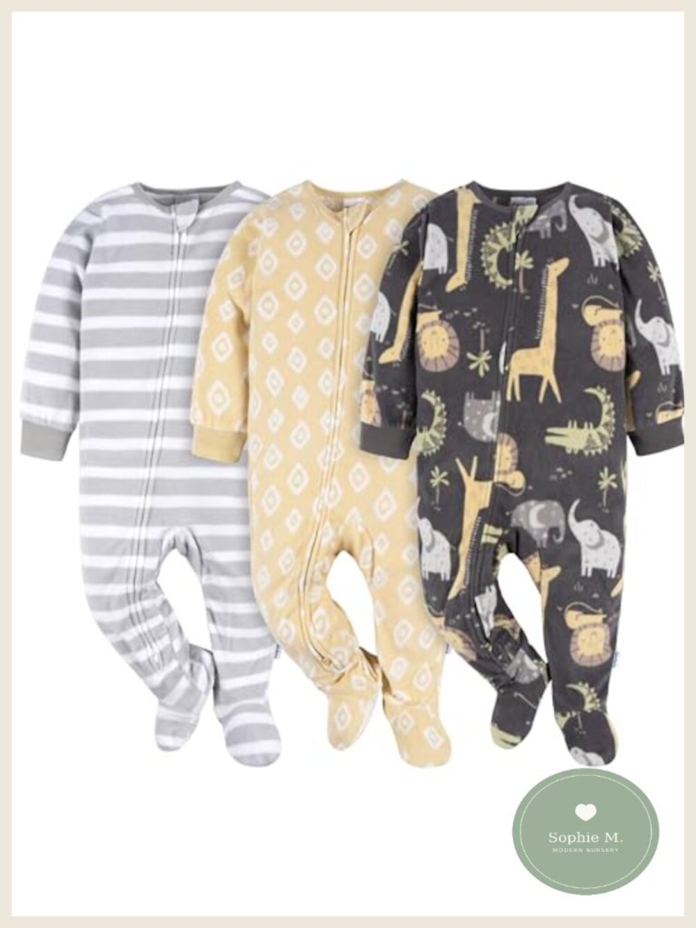 3-Pack Fleece Footed Pajamas, Microfleece, Two-Way Zipper, Flame Resistant